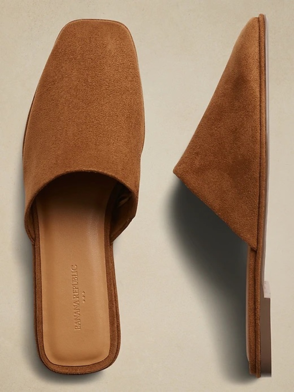 Banana Republic Soft Faix Suede Slip-On Mules in Cognac